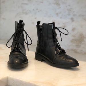 Zara Leather Black Moto Boots